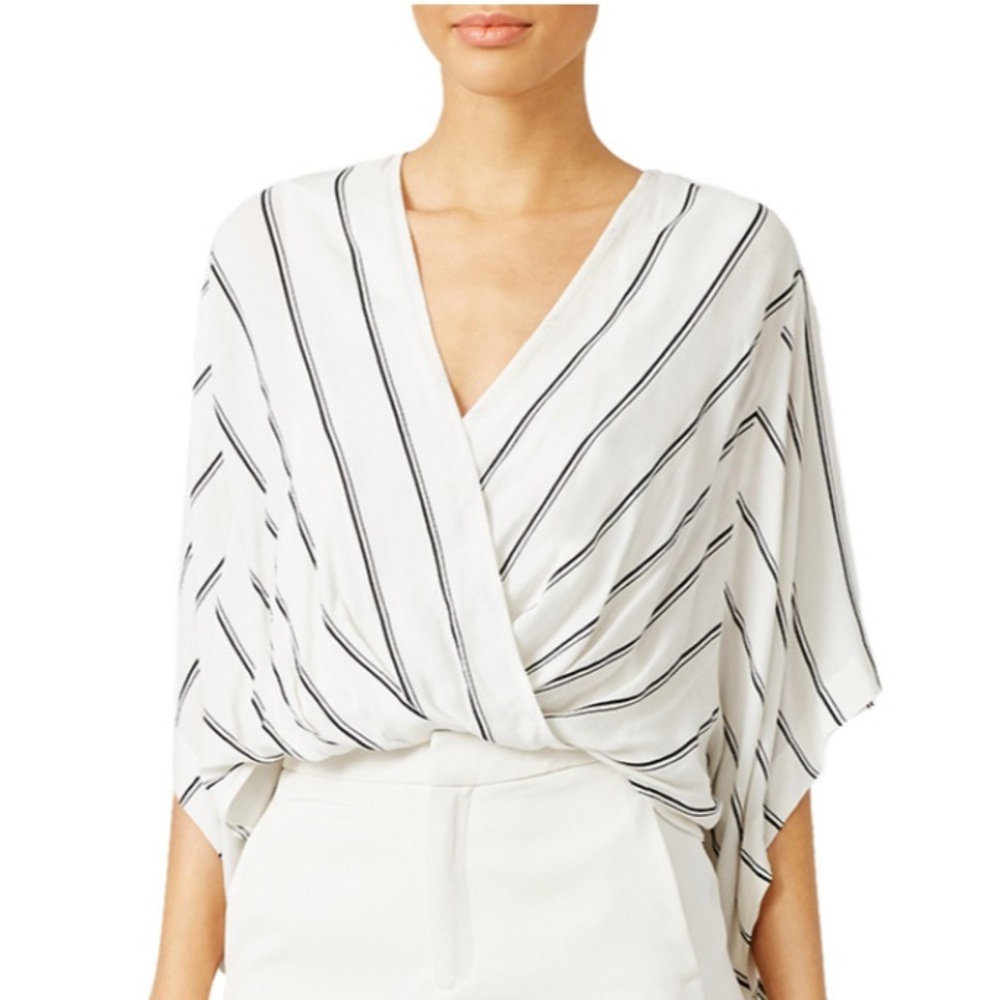 Free People Pinstripe Draped Blouse NWOT